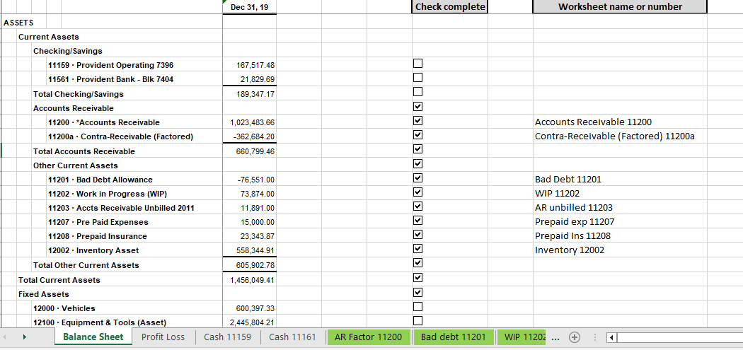 balance sheet sample